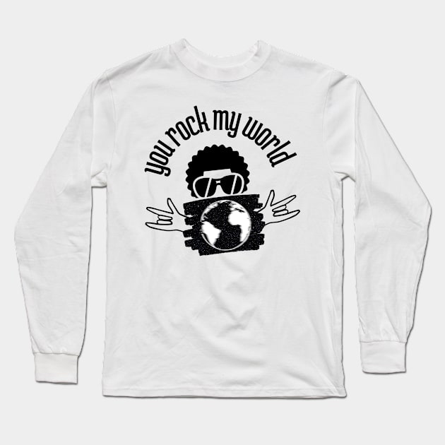 you rock my world white - mj Long Sleeve T-Shirt by Yas R